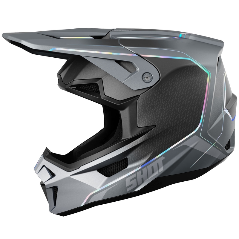 Motocrosshjelm Shot Lite Challenger pearl grey holografisk