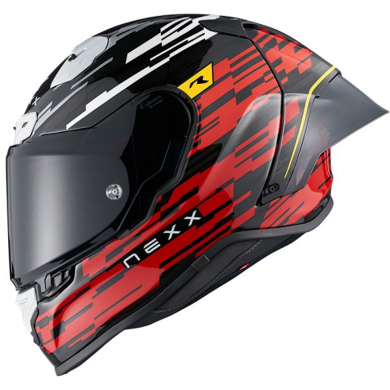 Integreret motorcykelhjelm Nexx X.R3R Glitch Racer rød og hvid udsalg