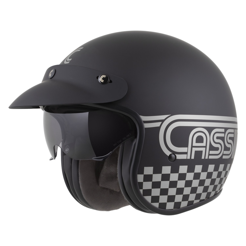 Cassida Oxygen 2.0 Rondo open face motorcykelhjelm mat sort-sølv
