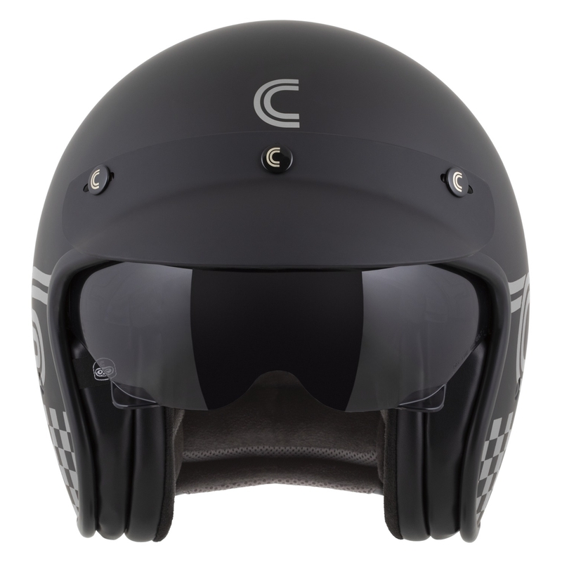 Cassida Oxygen 2.0 Rondo open face motorcykelhjelm mat sort-sølv