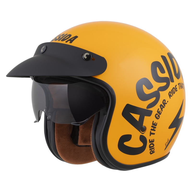 Cassida Oxygen 2.0 Gear open face motorcykelhjelm gul-sort