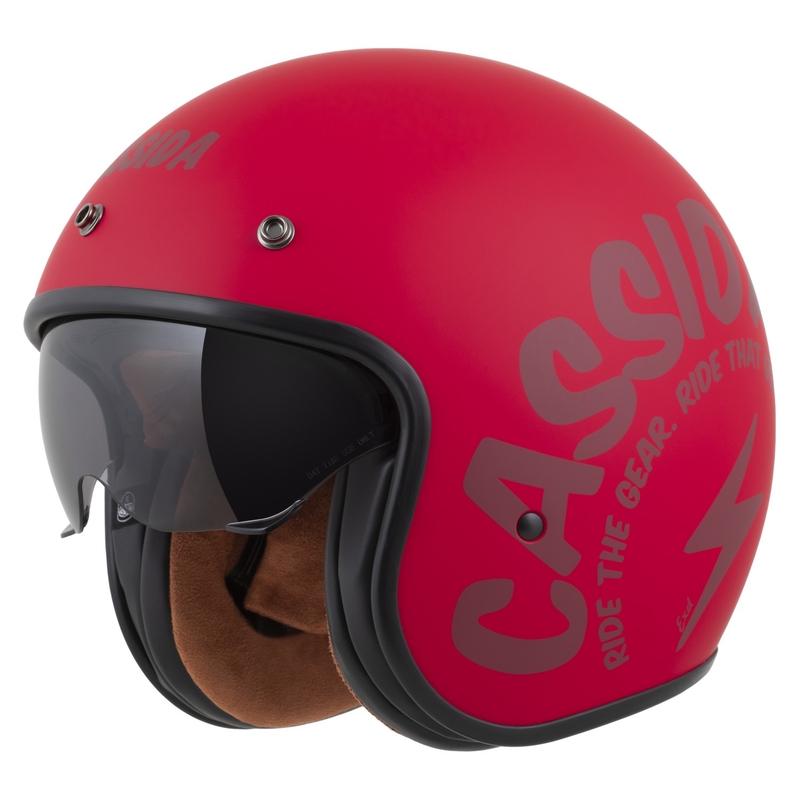 Cassida Oxygen 2.0 Gear Open Face Motorcykelhjelm Mat Rød-Mørk Rød