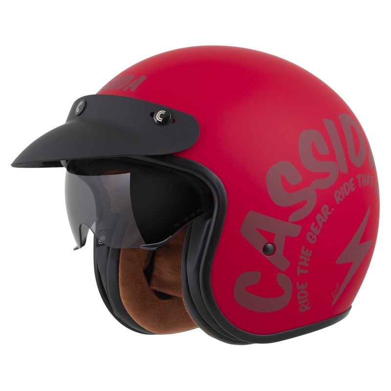 Cassida Oxygen 2.0 Gear Open Face Motorcykelhjelm Mat Rød-Mørk Rød