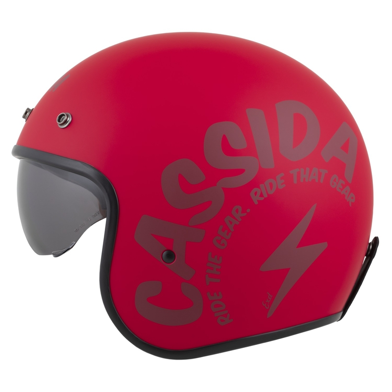 Cassida Oxygen 2.0 Gear Open Face Motorcykelhjelm Mat Rød-Mørk Rød