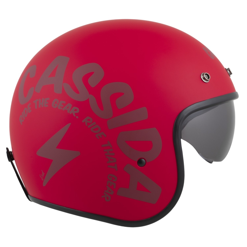Cassida Oxygen 2.0 Gear Open Face Motorcykelhjelm Mat Rød-Mørk Rød