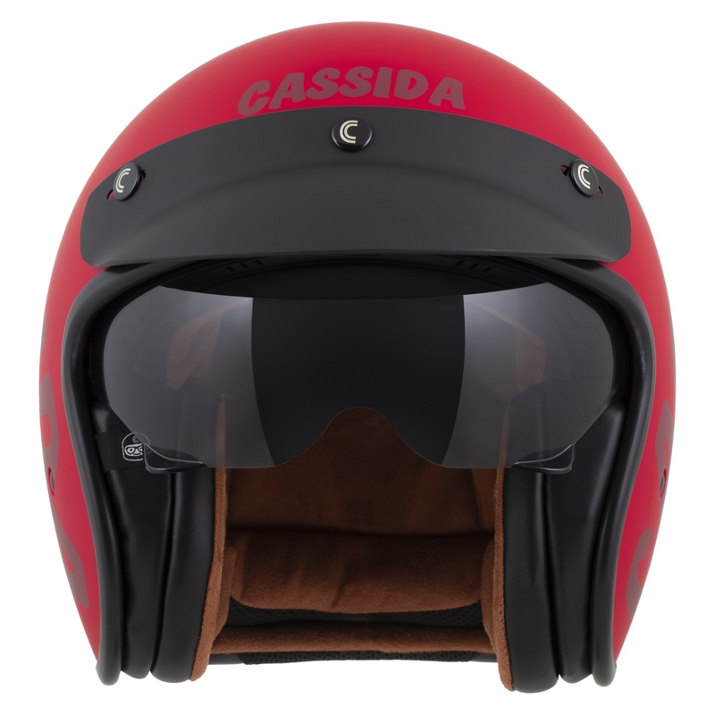 Cassida Oxygen 2.0 Gear Open Face Motorcykelhjelm Mat Rød-Mørk Rød