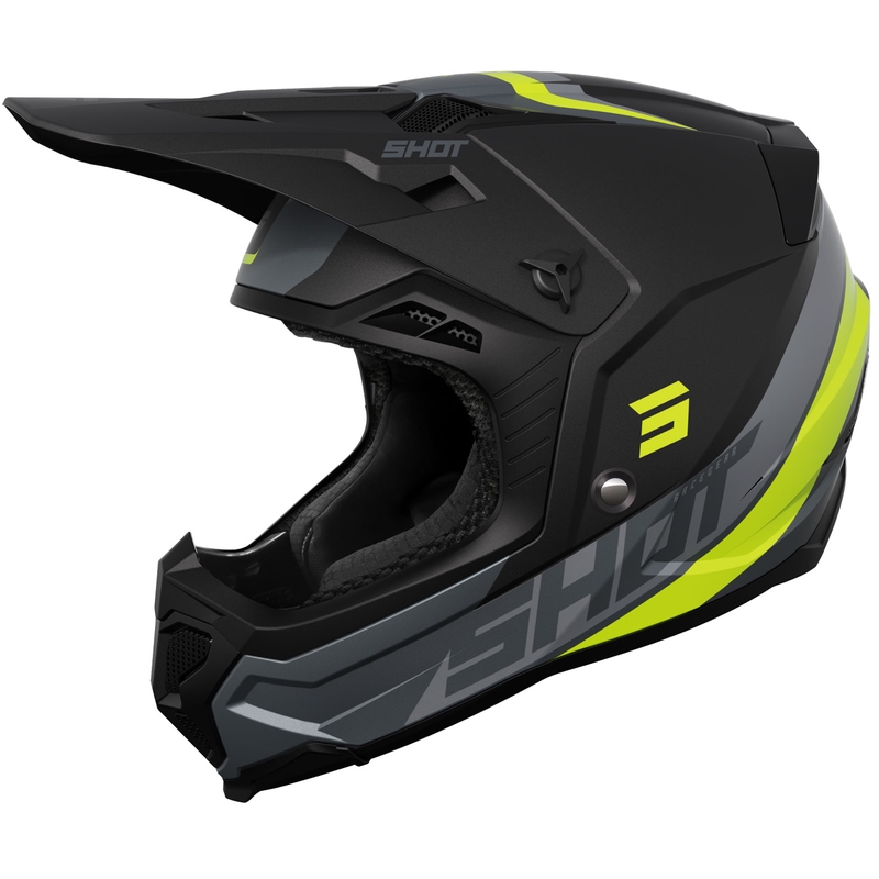 Motocrosshjelm Shot Core Custom sort-fluogul