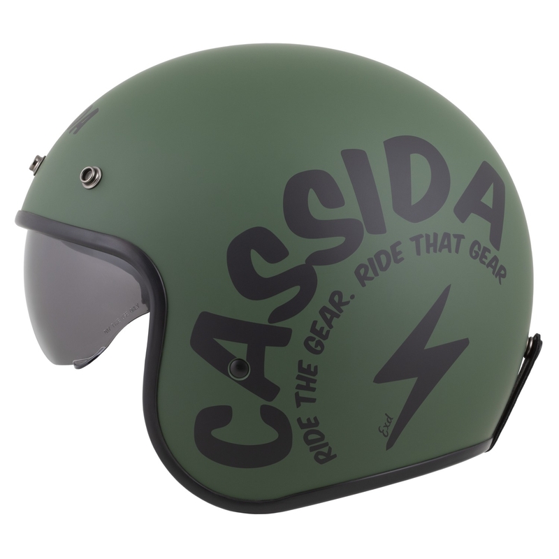 Cassida Oxygen 2.0 Gear Open Face Motorcykelhjelm Mat Grøn-Sort