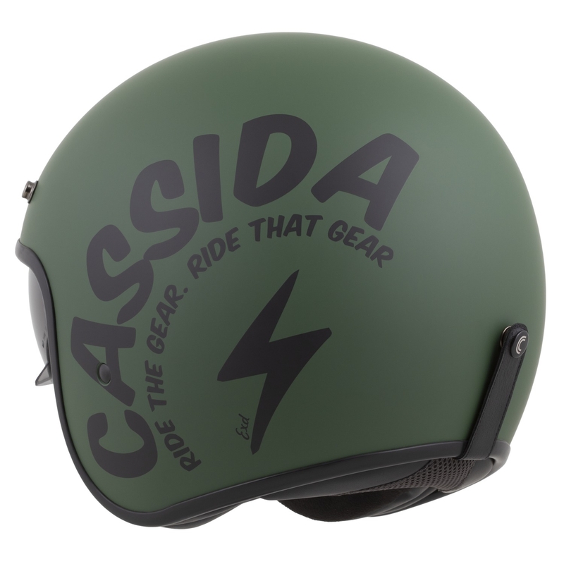 Cassida Oxygen 2.0 Gear Open Face Motorcykelhjelm Mat Grøn-Sort