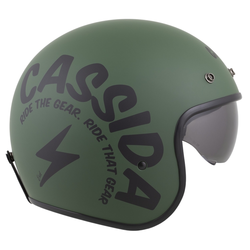 Cassida Oxygen 2.0 Gear Open Face Motorcykelhjelm Mat Grøn-Sort