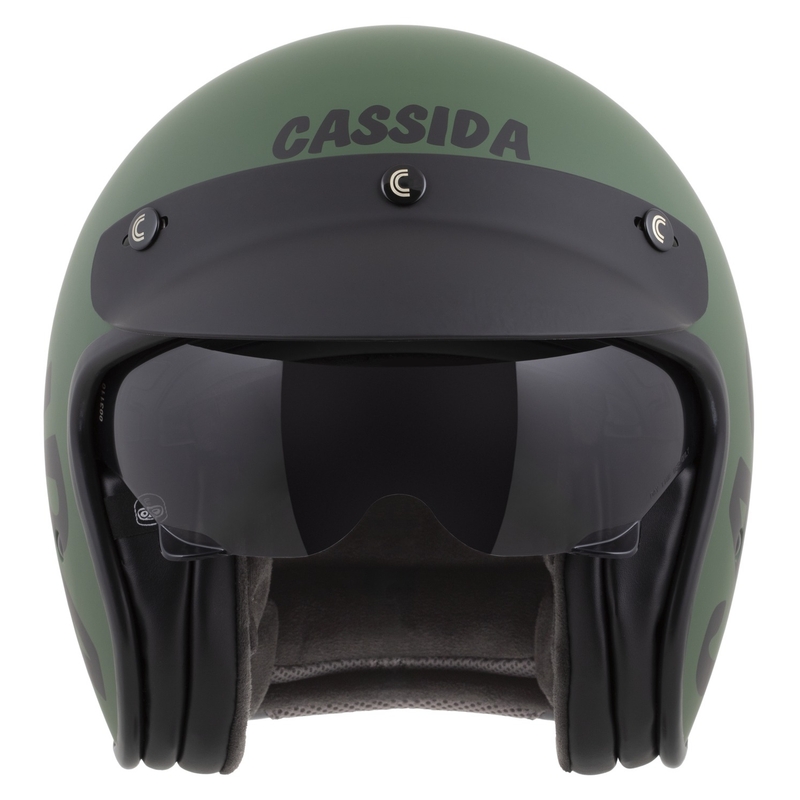 Cassida Oxygen 2.0 Gear Open Face Motorcykelhjelm Mat Grøn-Sort