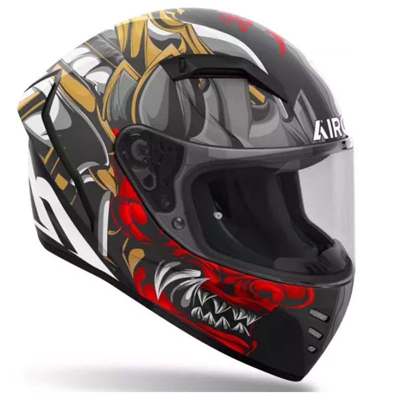 Airoh Connor Samurai full-face motorcykelhjelm mat sort-rød-brun-grå