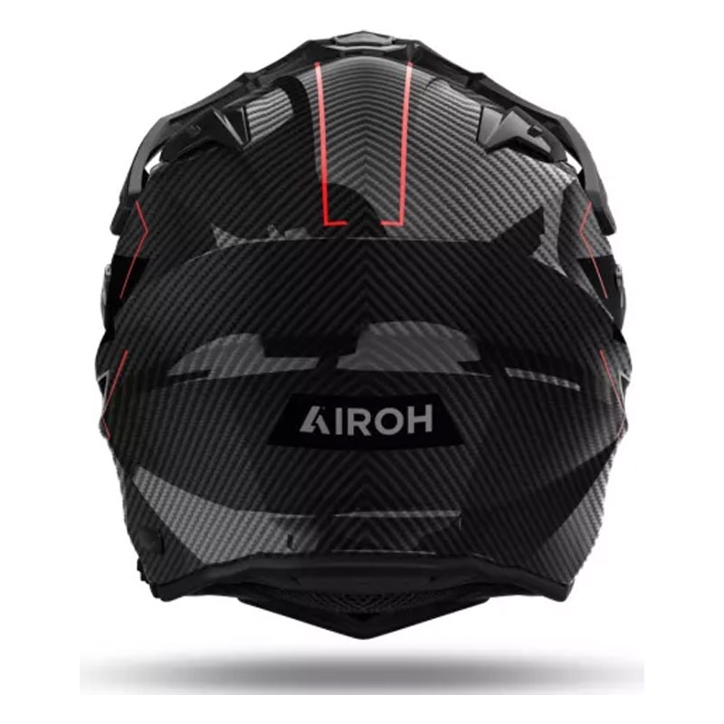 Enduro motorcykelhjelm Airoh Commander 2 Carbon Stilfuld sort-rød