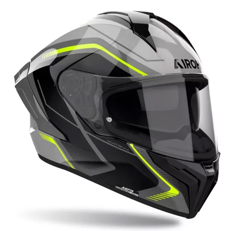 Airoh MATRYX Bred motorcykelhjelm sort-grå-gul