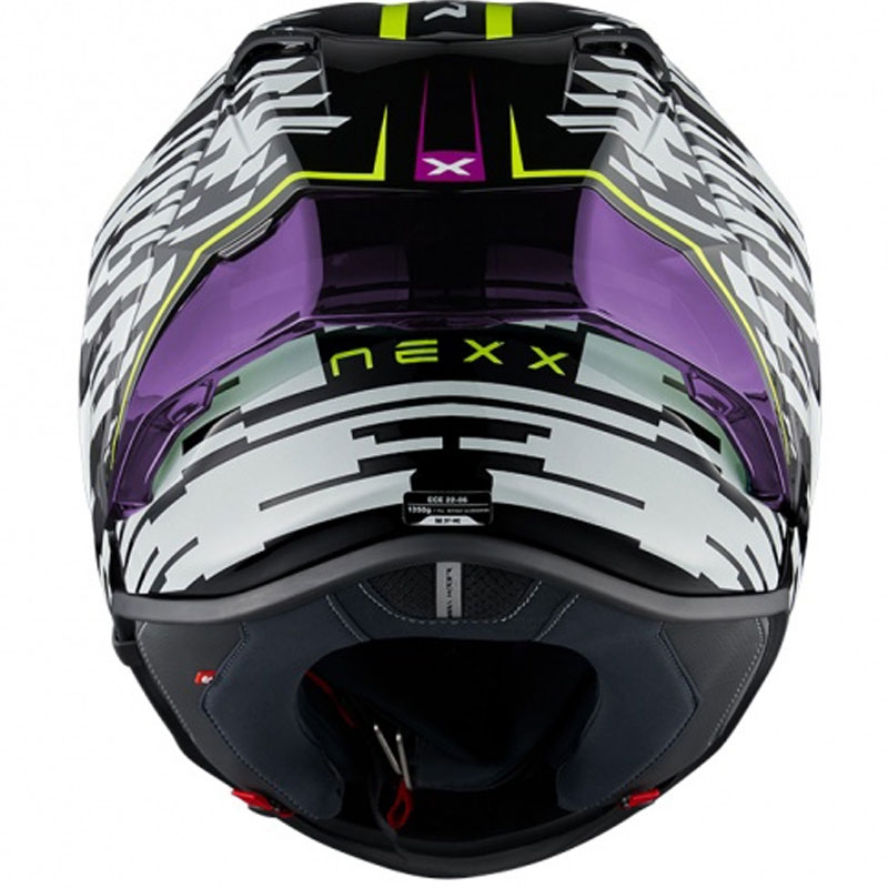 Integreret motorcykelhjelm Nexx X.R3R Glitch Racer hvid-fluogul
