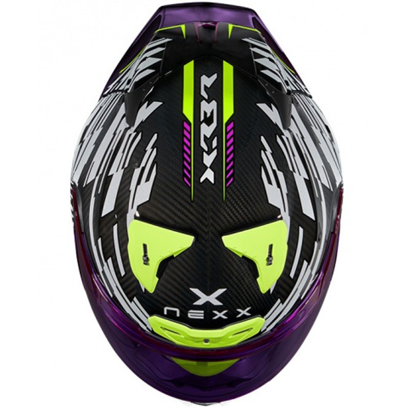 Integreret motorcykelhjelm Nexx X.R3R Glitch Racer hvid-fluogul