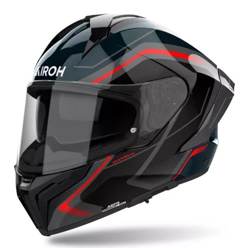 Airoh MATRYX Bred motorcykelhjelm sort-grå-rød