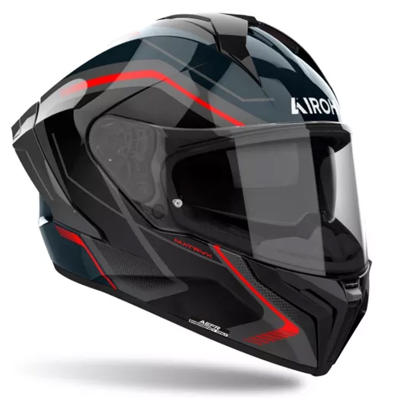 Airoh MATRYX Bred motorcykelhjelm sort-grå-rød