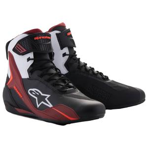 Alpinestars Faster-4 motorcykelstøvler sort-hvid-mørkerød