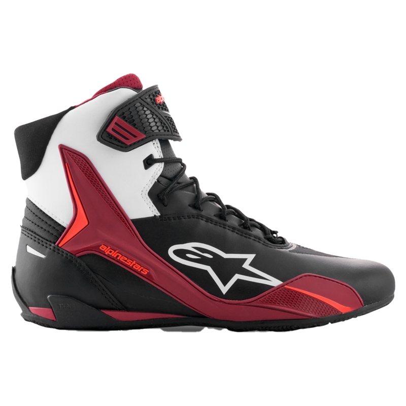Alpinestars Faster-4 motorcykelstøvler sort-hvid-mørkerød