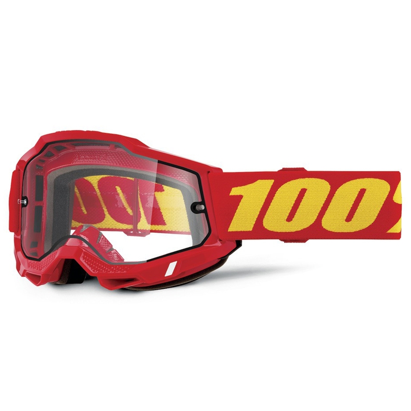 Motocross-briller 100% ACCURI 2 Enduro rød med dobbelt klar plexiglas
