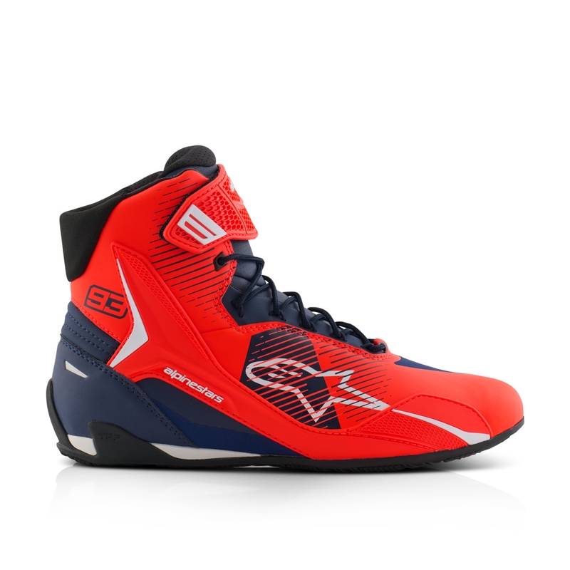 Alpinestars Faster-4 motorcykelstøvler MM93 kollektion fluo rød-blå-hvid