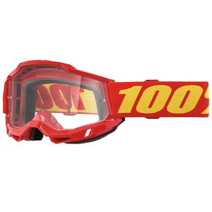 Motocrossbriller til børn 100% ACCURI 2 rød med klar plexi