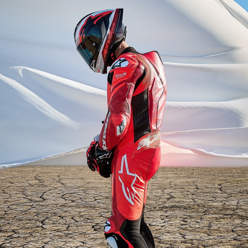 Alpinestars GP Plus V4 Sprint One-Piece læder motorcykeldragt, Tech-air kompatibel, Fluo Rød-Rød-Hvid-Sort
