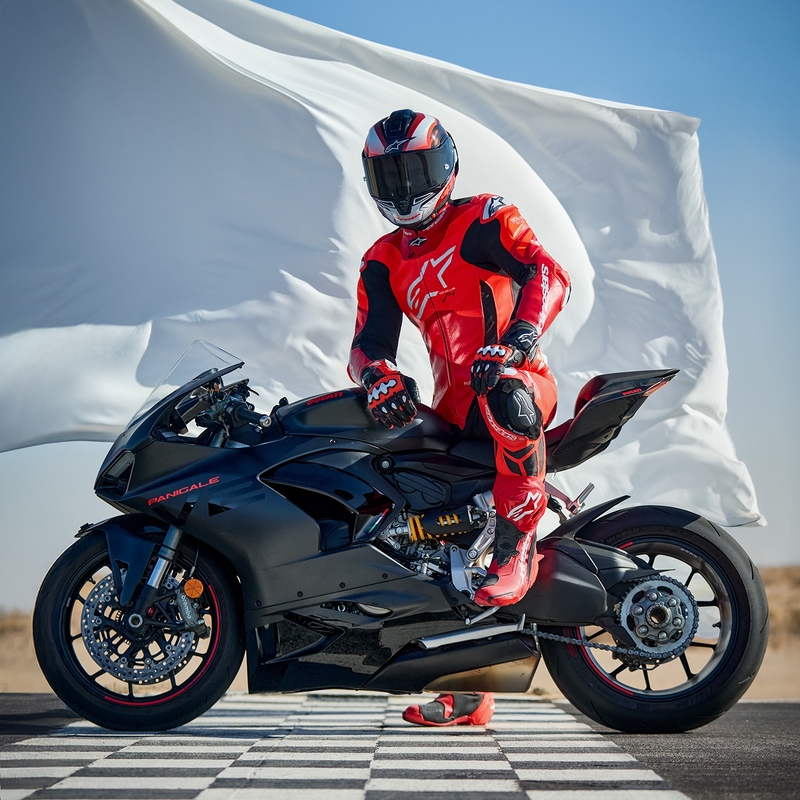 Alpinestars GP Plus V4 Sprint One-Piece læder motorcykeldragt, Tech-air kompatibel, Fluo Rød-Rød-Hvid-Sort