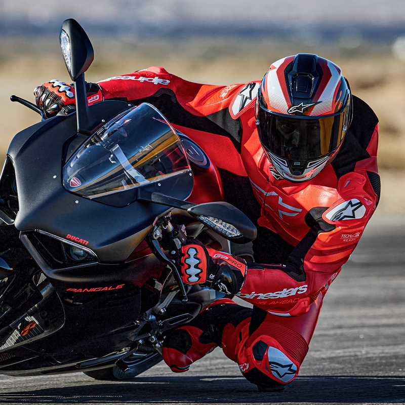 Alpinestars GP Plus V4 Sprint One-Piece læder motorcykeldragt, Tech-air kompatibel, Fluo Rød-Rød-Hvid-Sort