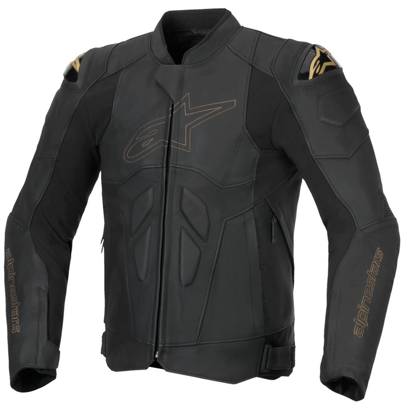 Alpinestars Dusk motorcykeljakke i læder sort-guld