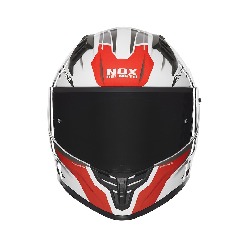 Full-face motorcykelhjelm NOX N401 Crower hvid-sort-rød