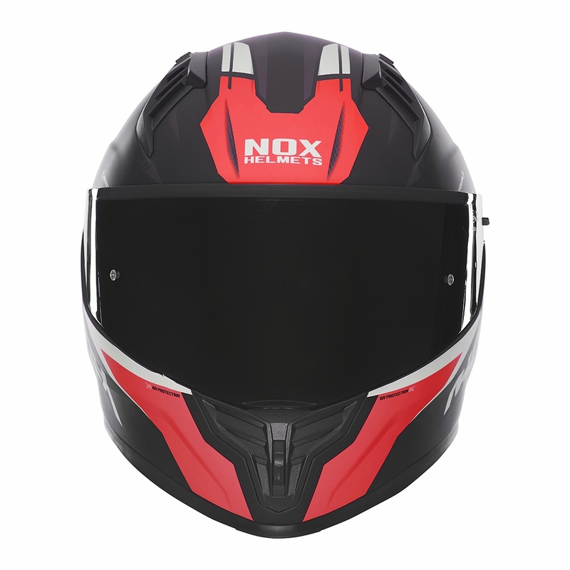 Full-face motorcykelhjelm NOX N401 Crower mat sort-rød
