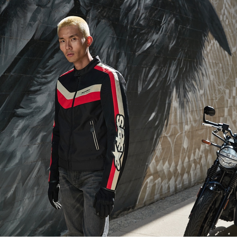 Alpinestars T-Dyno Air motorcykeljakke sort-rød-beige