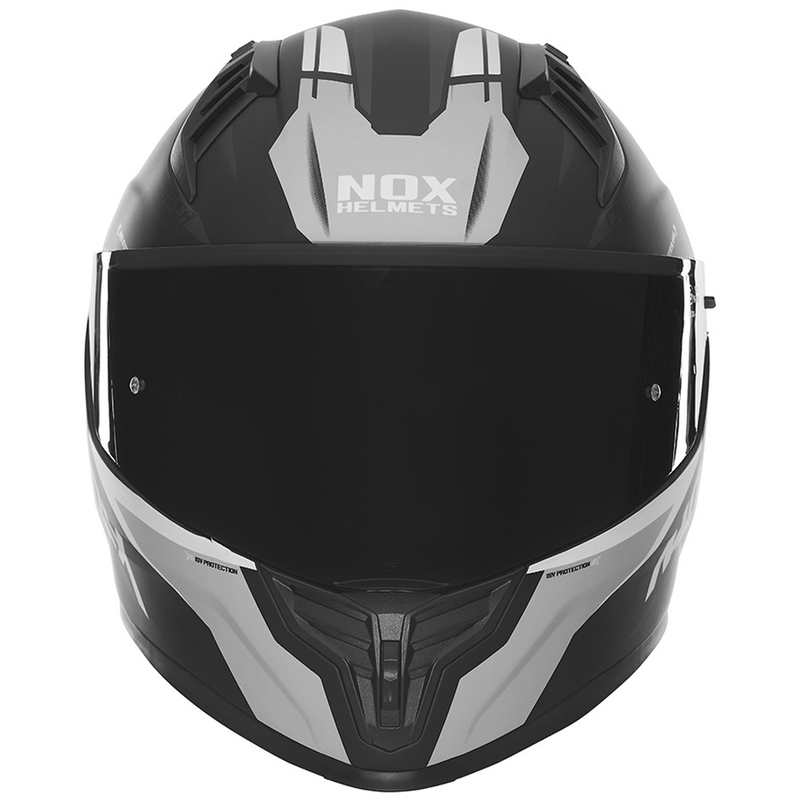 NOX N401 Crower helfacade motorcykelhjelm mat sort-sølv