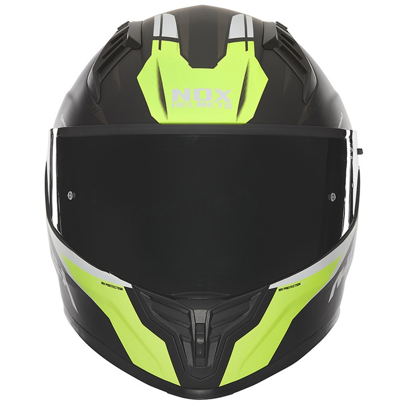 NOX N401 Crower helfacade motorcykelhjelm mat sort-fluo gul