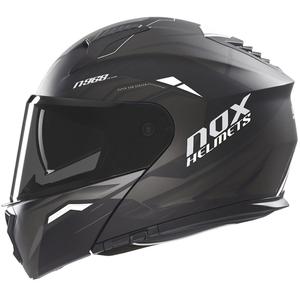 Flip-up motorcykelhjelm NOX N968 Ultra mat sort-hvid