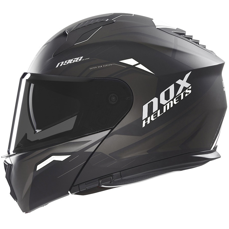 Flip-up motorcykelhjelm NOX N968 Ultra mat sort-hvid