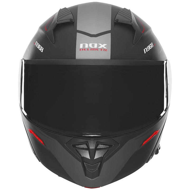 Flip-up motorcykelhjelm NOX N968 Ultra mat sort-rød
