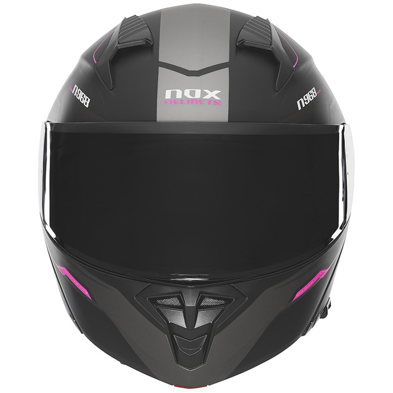 Flip-up motorcykelhjelm NOX N968 Ultra mat sort-pink