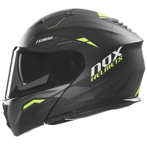 Flip-up motorcykelhjelm NOX N968 Ultra mat sort-fluo gul