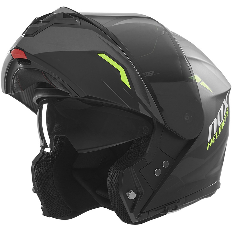 Flip-up motorcykelhjelm NOX N968 Ultra mat sort-fluo gul