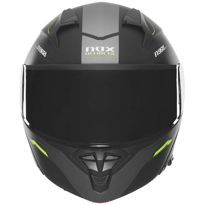 Flip-up motorcykelhjelm NOX N968 Ultra mat sort-fluo gul