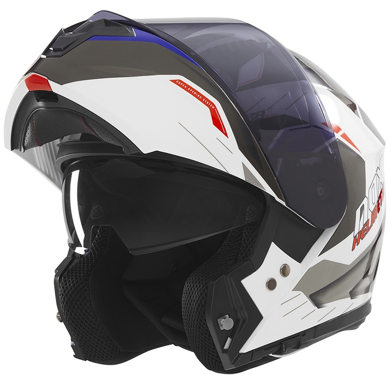 Flip-up motorcykelhjelm NOX N968 Ultra hvid-grå