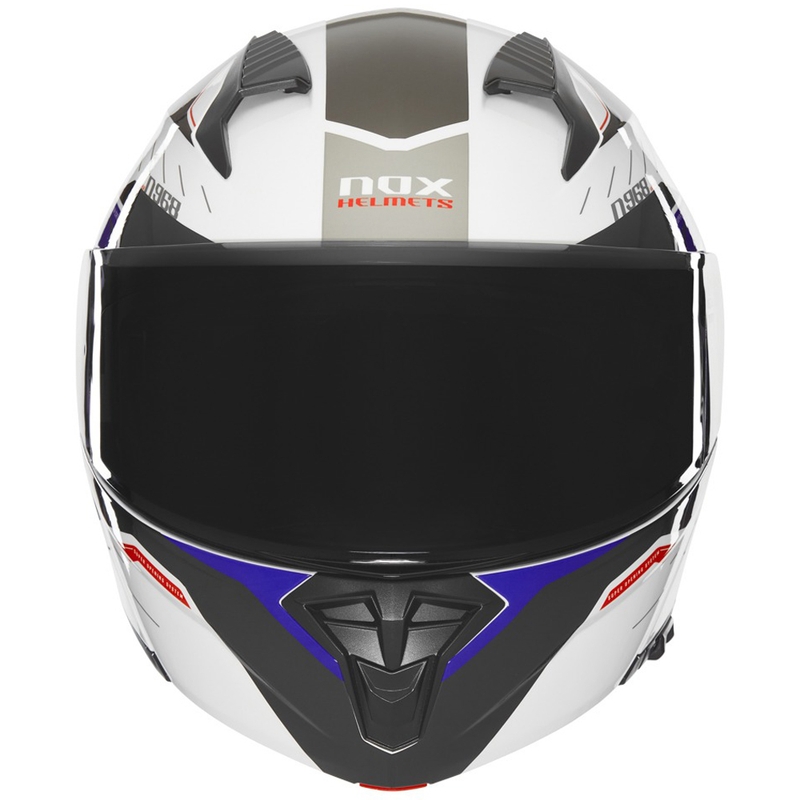 Flip-up motorcykelhjelm NOX N968 Ultra hvid-grå