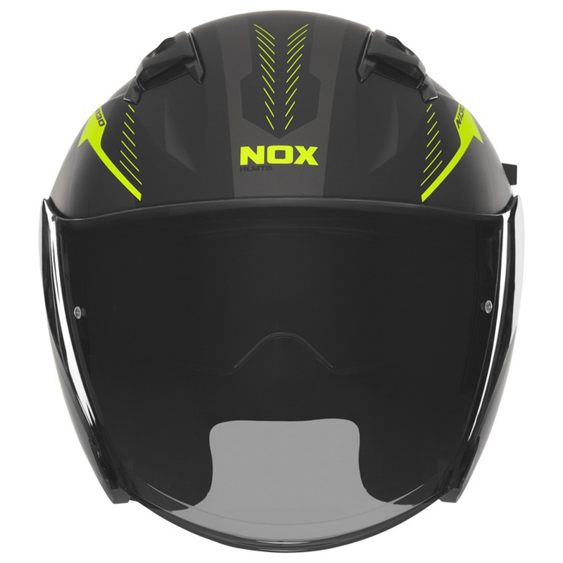 Open face motorcykelhjelm NOX N130 Myst mat sort-fluo gul