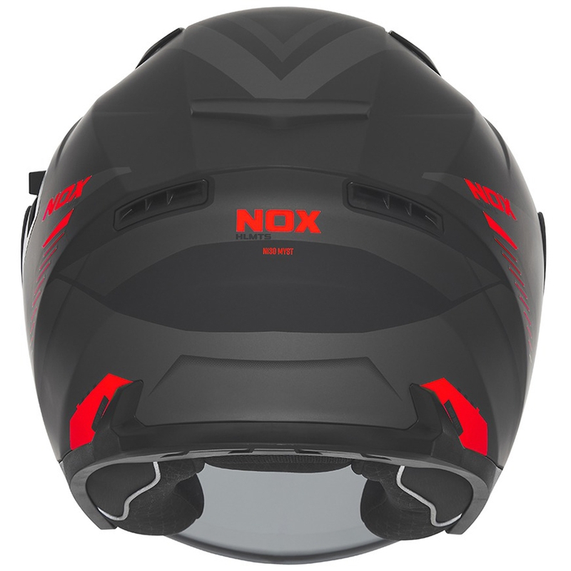 Open face motorcykelhjelm NOX N130 Myst mat sort-rød