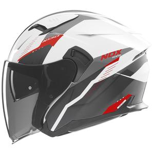 Open face motorcykelhjelm NOX N130 Myst hvid-sort-rød