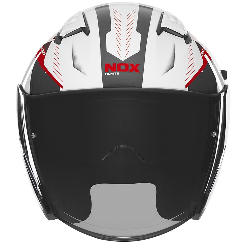 Open face motorcykelhjelm NOX N130 Myst hvid-sort-rød