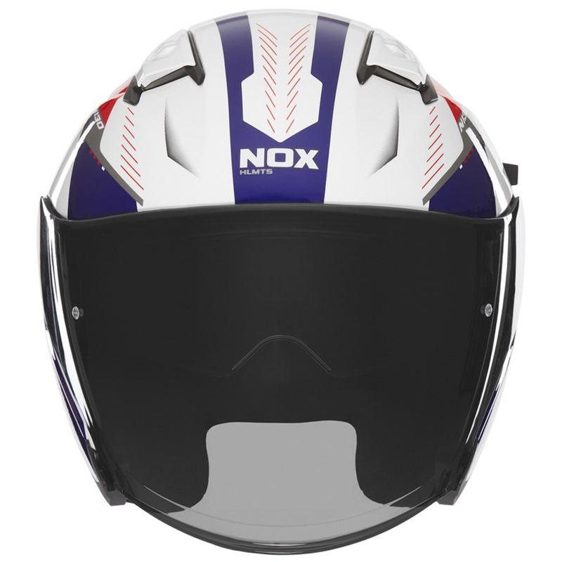 Open face motorcykelhjelm NOX N130 Myst hvid-blå-rød